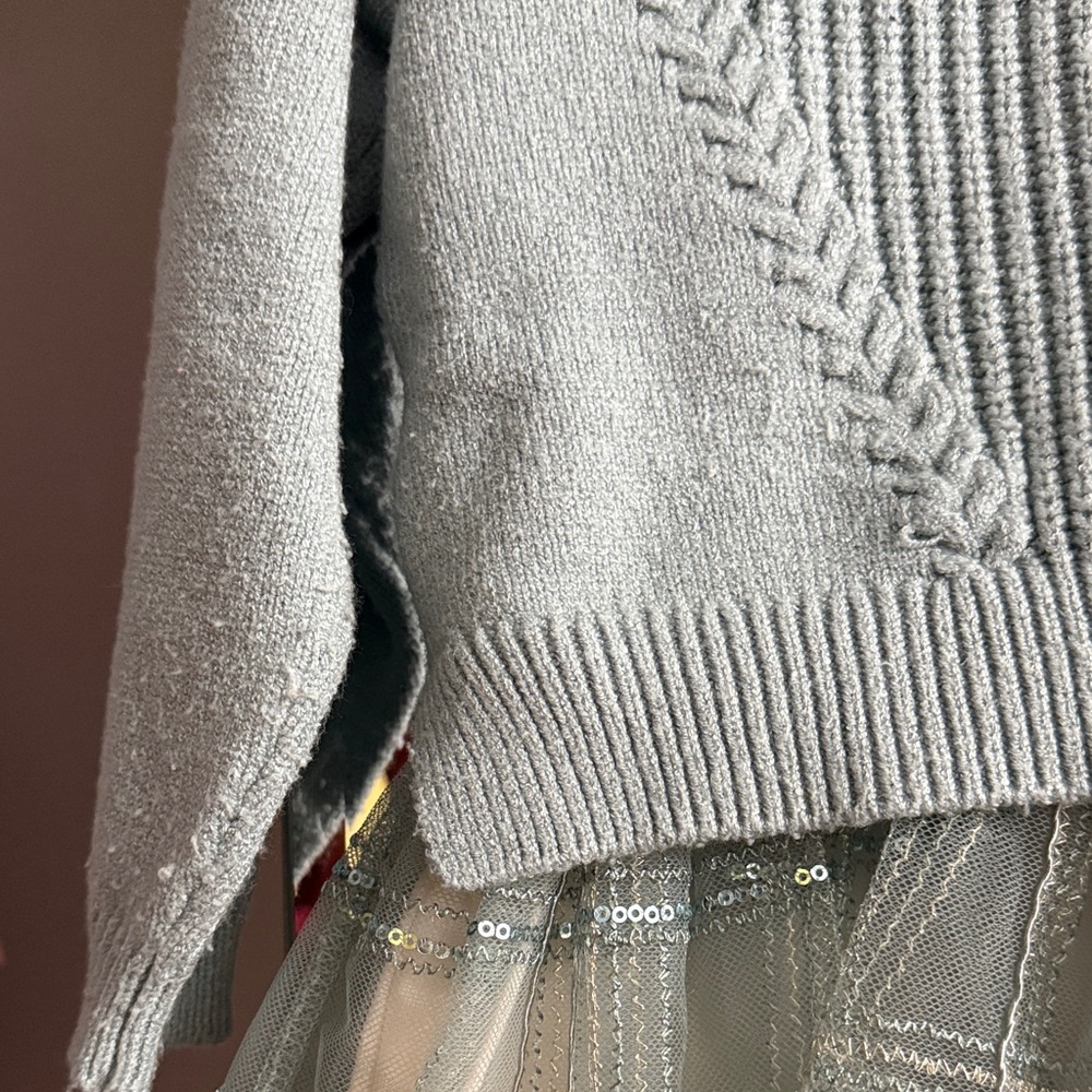 Mayoral Gray Knit and Tulle Kids Dress - Picture 6 of 8